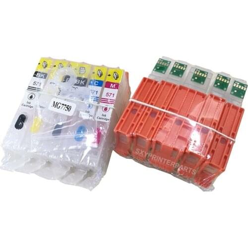 Free shipping 5sets 5color Compatible MG7750 Empty ink cartridge for 570 571 XL inkjet printer parts