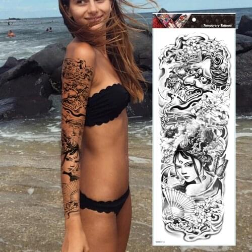 Large Arm Sleeve Tattoo Rose Waterproof Temporary Tatoo Sticker Wild Wolf Tiger Men Full Skull Totem Tatto