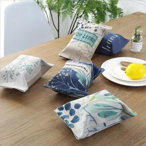Tissue Box Cover Napkin Case Linen Wipes Pocket Holder for Home Kitchen