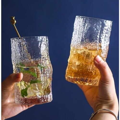 Ins Hammered Glass Simple and Fresh Water Cup Drink Cup Tea Cup Beer Mug Home Party Wine Glasses