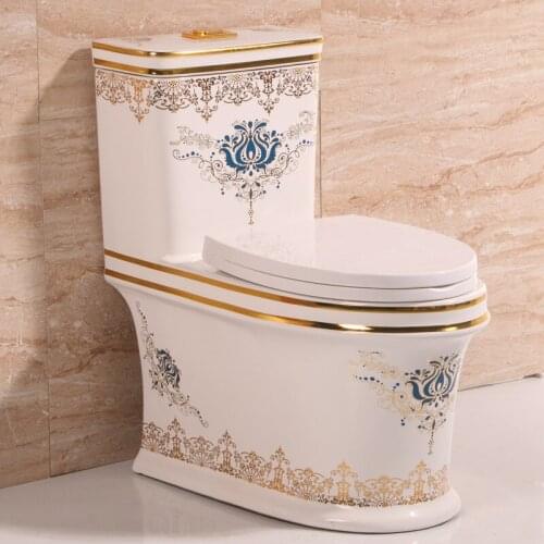 Color toilet, personalized toilet, color gold water pump, European style creative ceramic, Chinese style, color flower