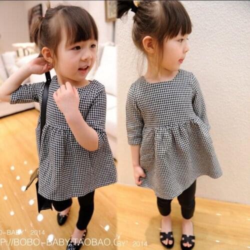 2020 Girls Baby Half-sleeve Plaid kids cotton Dress