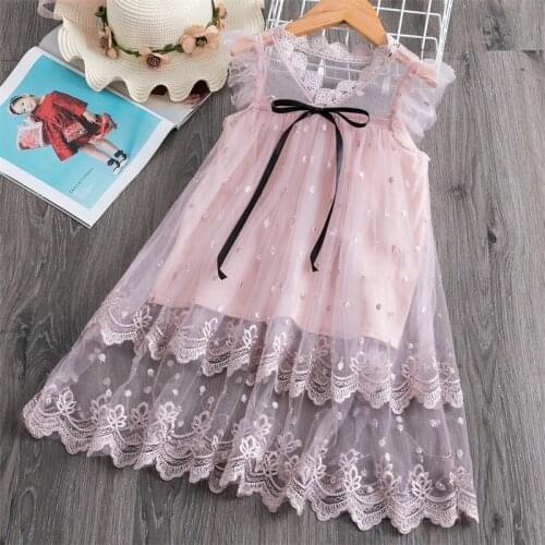 Lace Flower Girl Wedding Evening Children Clothing V-neck Kids Dresses for Girls 3-8 Years Girls Birthday Party Princess Dress