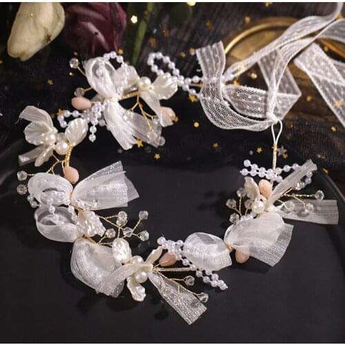 Girls Princess Wedding Headband Artificial Pearl Hair Vines Bridal HeadbandGirl Headpieces for Wedding Party d88
