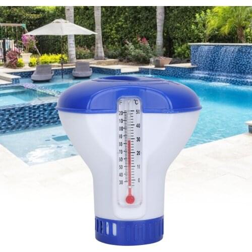 Pool Supply Town Floating Chlorine And Bromine Tabs Dispenser With Thermometer 5 Inch Deluxe Large Pool Chlorine Dispenser
