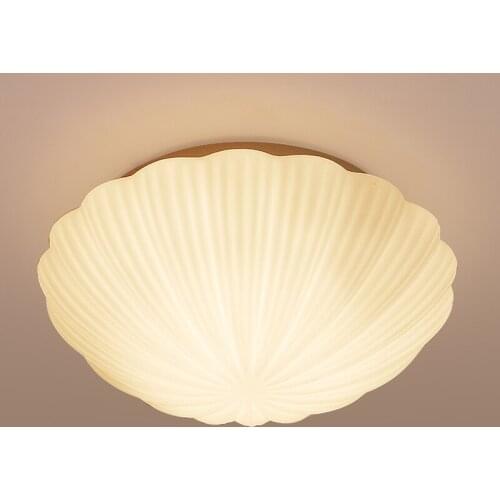 Home Deco Shell Shape E27 LED Bulb Ceiling Light Fixture Modern Brief Romantic Kids Bedroom White Glass Conch Ceiling Lamp