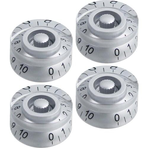 FLEOR 4pcs Silver Electric Guitar Knobs Tone Volume Pot Speed Control Buttons for LP Style Guitar Parts