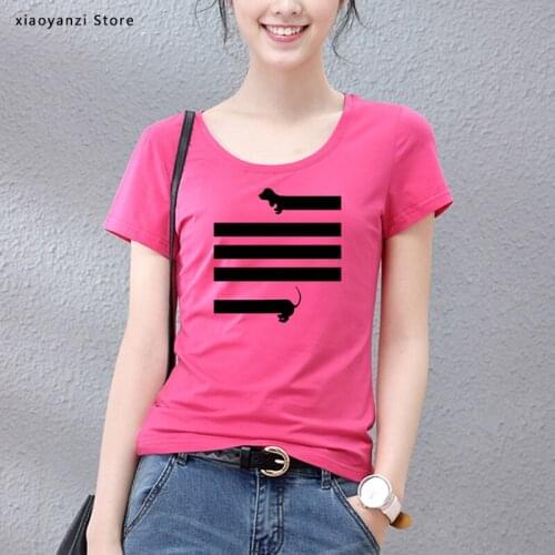 Dachshund Pug Teckel Funny T Shirt Women Harajuku Cute dog T-shirt Pit Bull Tshirt Top Female
