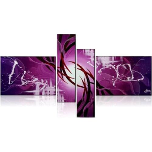 Hot Sale 100% Hand Painted Black White or Purple Modern Abstract Wall Art Oil Painting for Hotel or Home Decoration Picture