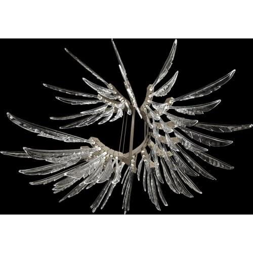 Crystal Angel Feather Glass Chandelier Spiral Shape Wing Living Room Stairs Luxury Modern Simple Dining Room Lamp