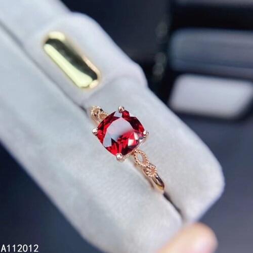 KJJEAXCMY fine jewelry S925 sterling silver inlaid natural gemstone garnet new girl popular ring support test Chinese style