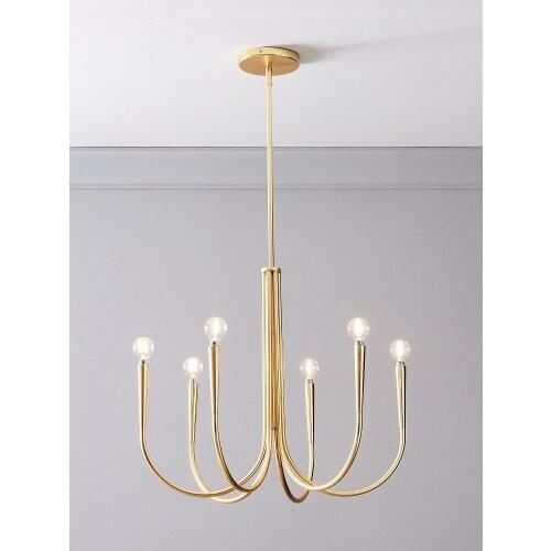 Simple dining room chandelier modern living room luxury American retro wrought iron light bedroom art designer lamps