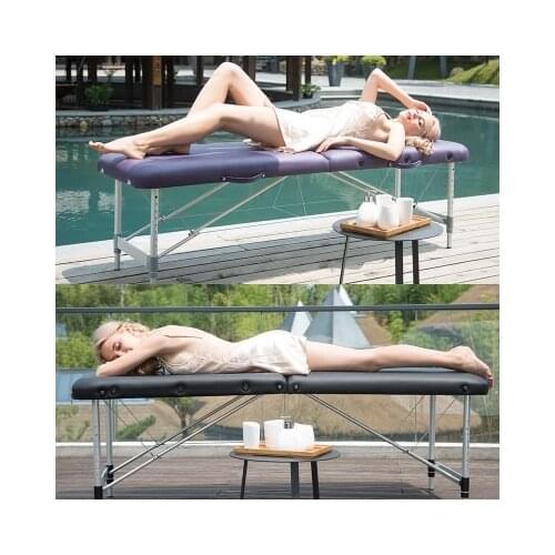 Air express delivery aluminium alloy Foldable Massage Bed Portable Lightweight Therapy Table Memory Foam Padding Leather Cover