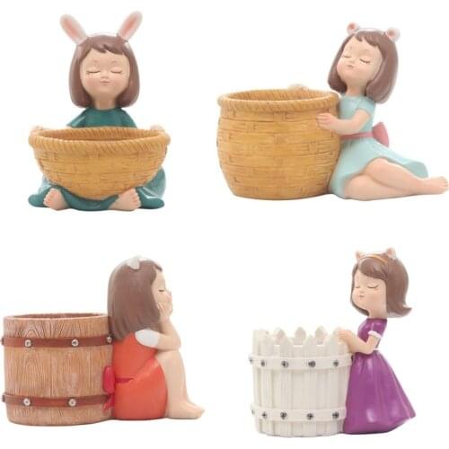 Cute Girl Flowerpot Plant Pot Flower Planter Home Garden Mini Bonsai Cactus Flower Pot Wedding Birthday Gift