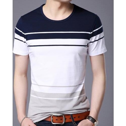 Custom Fashion Cheap Slim Fit Soft Striped Cotton Mens Short Sleeve T-shirts