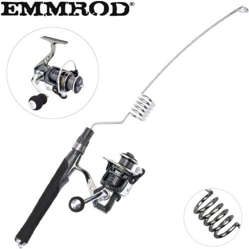 EMMROD Spinning Fishing Rod Set 57cm Mini Protable Stainless Steel rod +all metal fishing reel Ice Rock fishing Gear PZ-SG