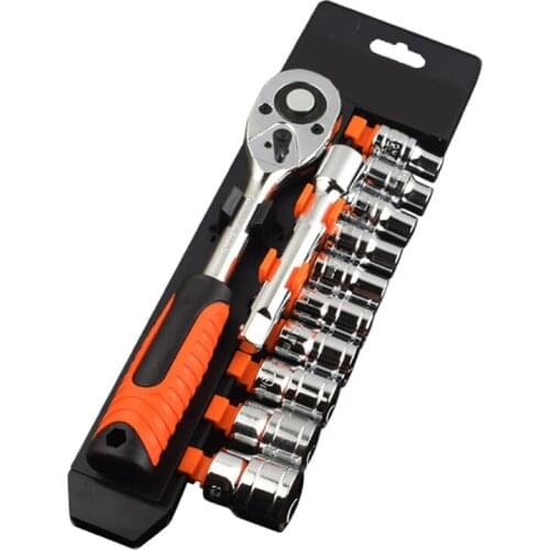 Socket Wrench Set Screwdriver Socket 1/4 Drive Ratchet Wrench 9-45mm Spanner for Bicycle Motorcycle Car Repairing Tool