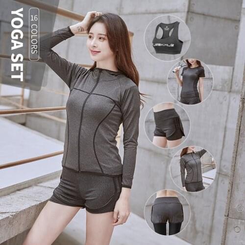 2021 New 5 Piece Yoga Set Women Compressed Running Fitness Clothing Quick Dry Gym Wear Sport Suit Workout Tracksuit for Women