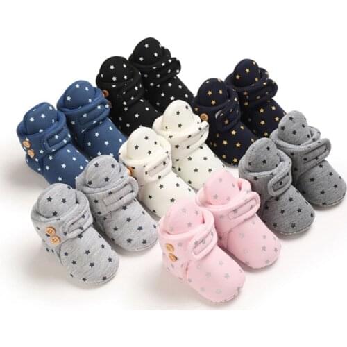 Newborn Baby Boy Girls Solid Warm Star Shoes Winter Autumn Cute Love Design Cotton Kids Ankle Boots Children Soft Toddler Shoes