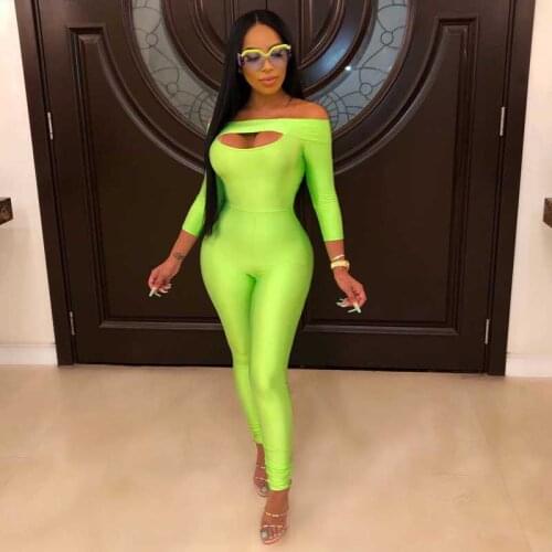 Wholesale 2020 New Summer Fashion Long Sleeve Jumpsuits Celebrity Evening Runway Party Sexy Strapless Sashes Club Jumpsuits
