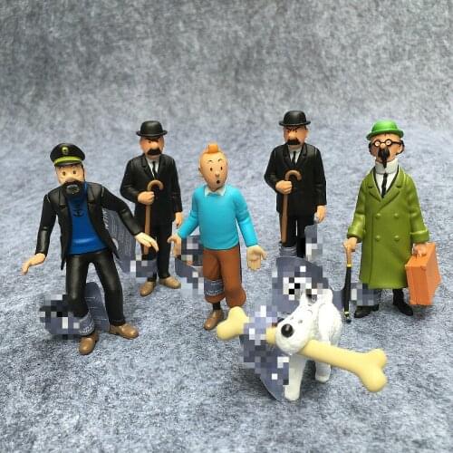 Genuine New Special Price Die-casting PVC Tintin Adventure Doll Boy Puppy Gentleman Doll Hand Do Model Home Collection Lol Toys