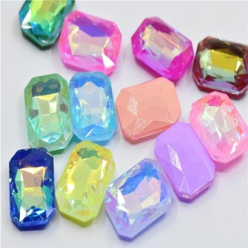 Rectangle diamonds Accessories for jewelry Glitter Crystal rhinestones clothing crafts 13x18mm orange AB milky white purple