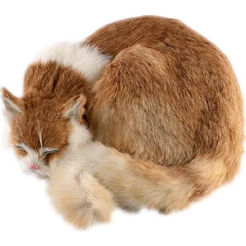 Realistic animal lying cat plush toy simulation mini cats pet toy car decoration gift 29x30x10cm DY80044