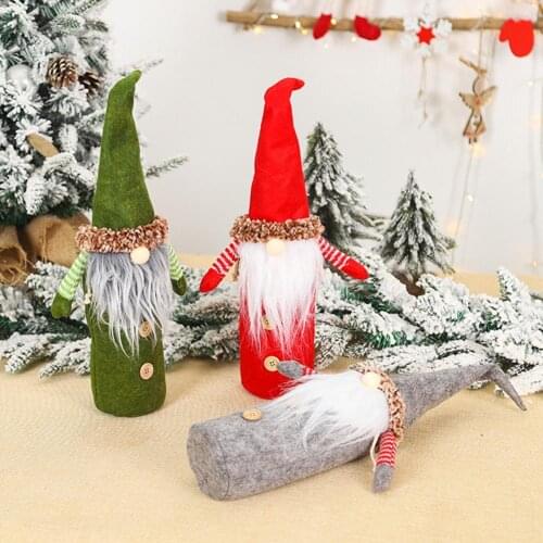 Xmas Santa Faceless Gnome Wine Bottle Cover Champagne Bag Holiday Party Decor Packaging Bag Xmas Decor Wine Bottle Bag