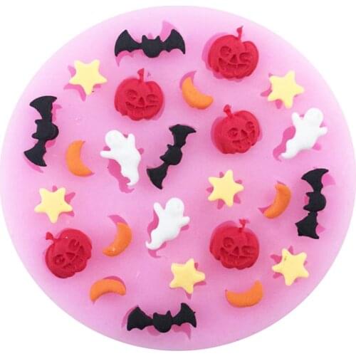 Halloween Pumpkin Star Moon Bat Shape Silicone Cake Mold Candy Clay Chocolate Fondant Mould DIY Cake Decoration Tools