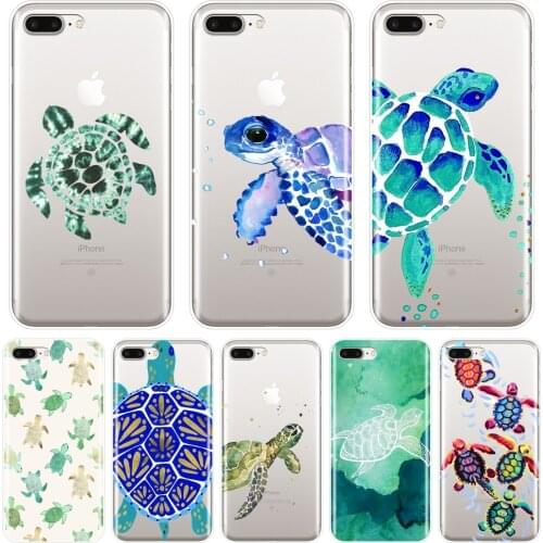 Phone Case Silicone For iPhone X XR XS MAX 8 7 6S 6 S Green Blue Turtle Animal Soft Back Cover For iPhone 6 S 6S 7 8 Plus Case