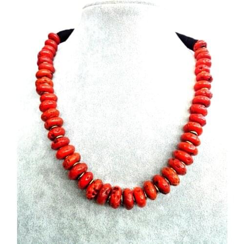 Wedding Woman Jewelry Choker Necklace Hot Sale 14mm Natural Red Coral Bead Exaggerate Handmade Charm