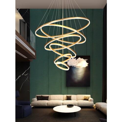 LED pendant lights modern round Brown gold hanging lamp living room dining room kitchen suspension luminaire indoor lighting