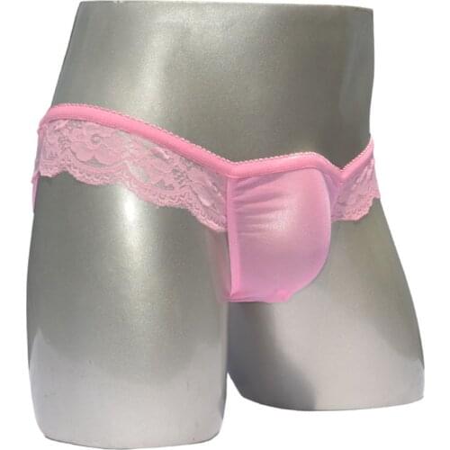 Mens Briefs Sexy Underwear Fashion Transparent Breathable Mesh Briefs Lace Soft Underpants Convex Pouch Underpants Sissy Pantie