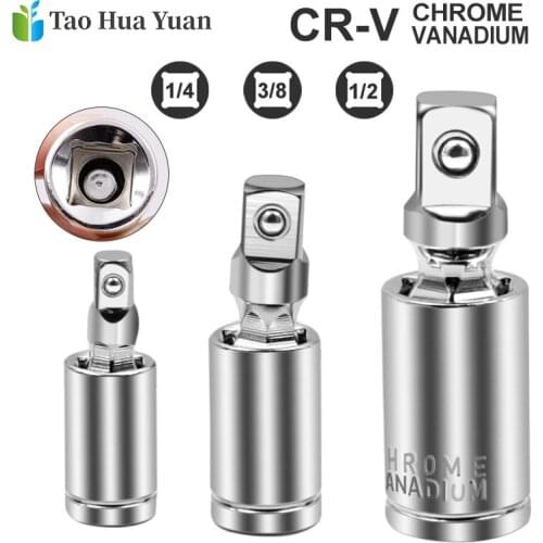 3Pcs 1/4" 3/8" 1/2" Universal Joint Set Ratchet Angle Extension Bar Socket Adapter Manual/Pneumatic Bendable Adapter Socket Tool