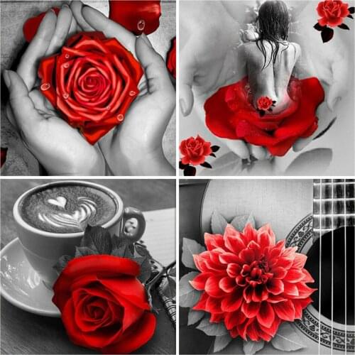 Yumeart 5D Diamond Painting New Arrivals Flower Rose Full Square Drill Diamond Embroidery Coffee Handmade Gift Wall Art Crafts
