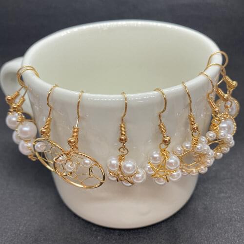 Crystal Earrings Womens Earrings Luxury Natural Stone Personalized Crystal Winding DIY Handmade Earrings Jewelry 1 Pair/Pack