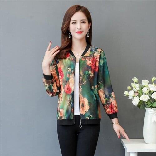 Womens short coat Fashion imitation silk jacket Female outwear slim zipper baseball uniform sun protection top for womens 2021