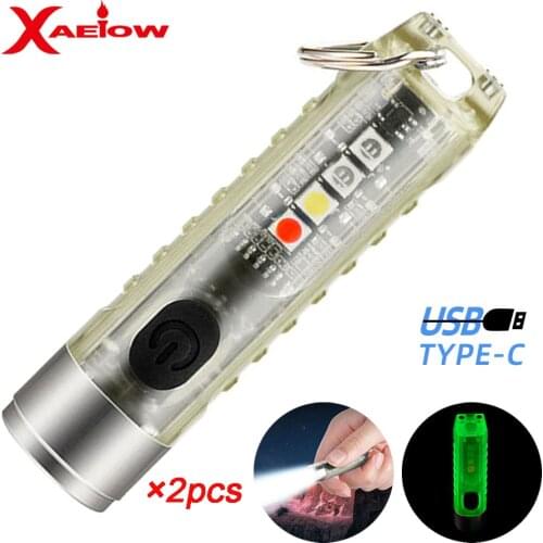 2pcs Torch S11 mini flashlight camping lantern key chain flashlight with usb charging osram powerful magnetic led flashlight