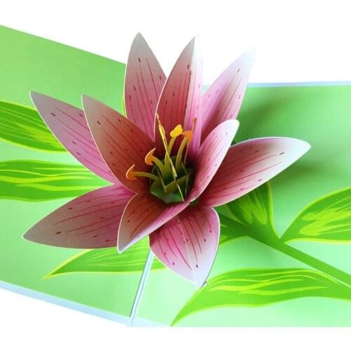 10pcs/lot! Valentines Day Gifts Wedding Party Greeting Cards Handmade Laser Cut 3D Cubic Foldable Paper Card“Lotus” Free ship