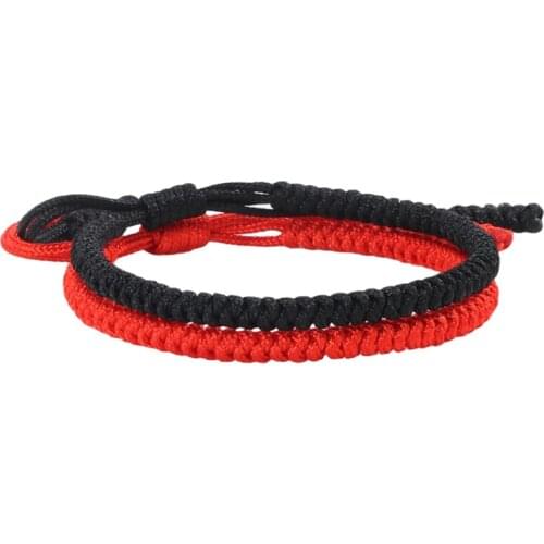 2pcs/set Couples Braided Lucky Bracelets Adjustable Buddha Handmade Rope Knot Bangles Men Tibetan Buddhist Jewelry For Women
