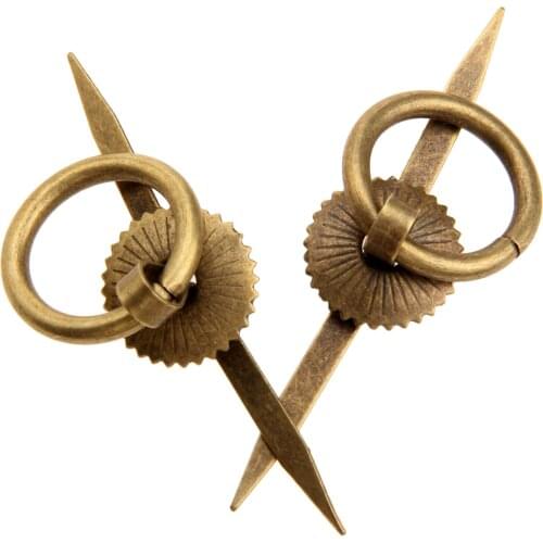 2pcs Iron Pull Ring Handles Round Knob Furniture Antique Brass Box Case Cupboard Cabinet Drawer knobs 23mm Hardware