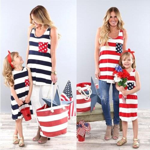 2018 Summer Family Matching Outfits Mother Daughter Sleeveless stripe Dresses Family Look Mom Girls Clothes Casual Dress D32 10