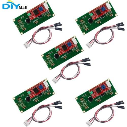 5pcs Keyes IIC 1602 LCD Screen Module Blue 5V with Adapter 4P 2.54mm Female Dupont Cable