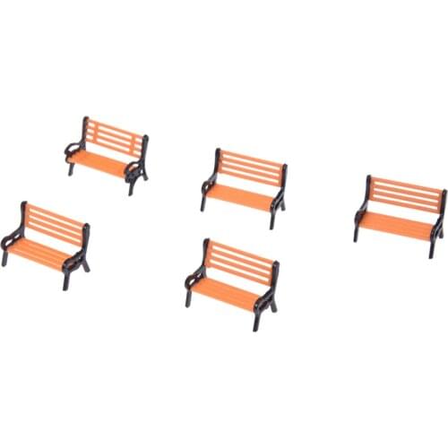 New 5pcs Plastic Model Park Bench Model Landscape 1:50 w/ Black Arm