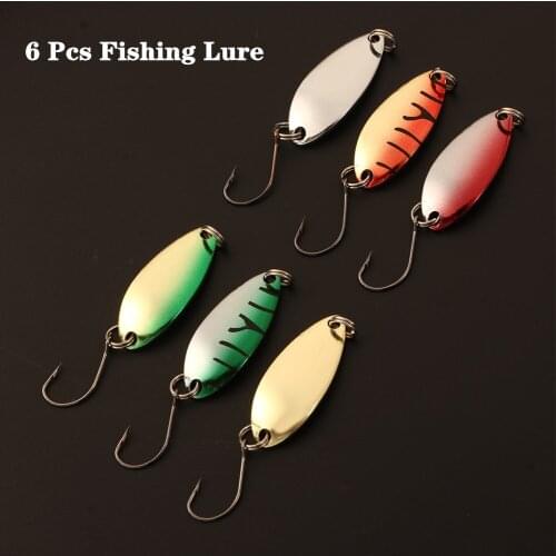 6Pcs 3g 3.1cm Fishing Tackle Bait Fishing Metal Spoon Lure Bait For Trout Bass Spoons Small Hard Sequins Spinner Spoon