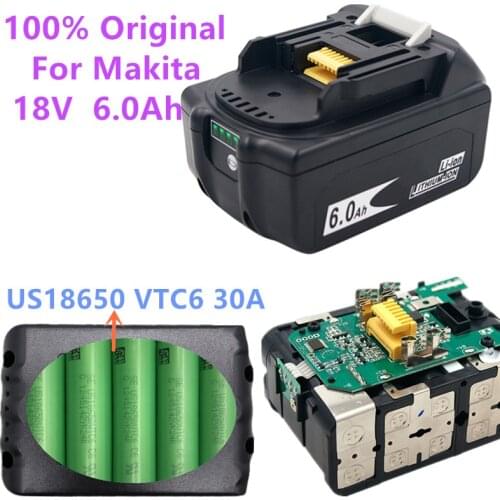 Latest Version BL1860 18V battery 6.0Ah Lithium Power Tools Replacement Battery for Makita BL1830 BL1840 BL1850 Balance Charging