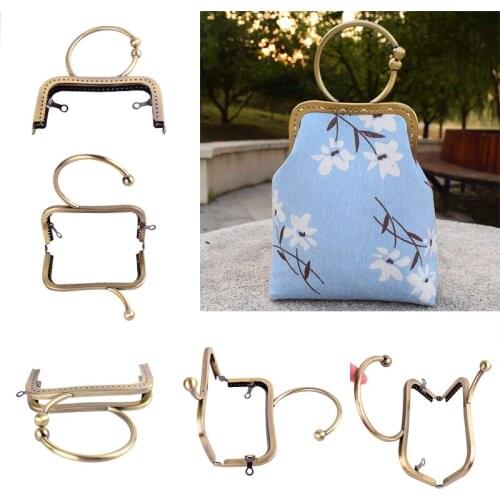 Antique green 1pc hinged bag opening metal DIY ladies bag accessories wallet frame mouth gold kiss closed