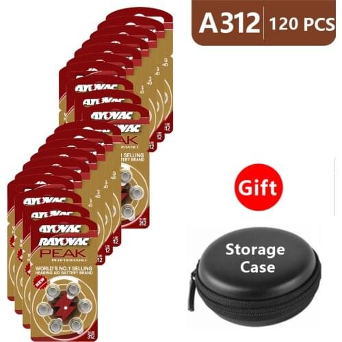 Hearing Aid Batteries Size 312 za Rayovac Peak Performance,Pack of 120,Brown Tab PR41 1.45V Type 312 Zinc Air Battery