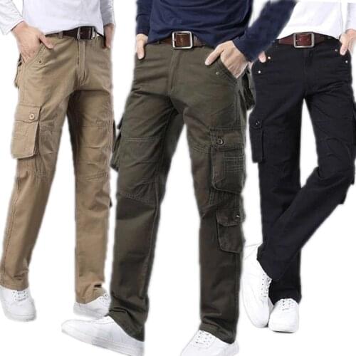 Mens Cargo Pants Cotton green khaki tactical pants Jogger Straight trousers Many pockets military Combat Male army Cargo pants