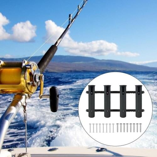 Top/ Deck Mount Fishing Rod Holder Marine Boat Yacht Rod 4-pipe Holder ABS Thicken Plastic Rod Stand For Fishing Tools